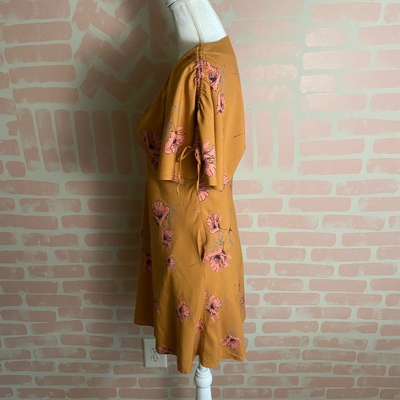 Free People Drapey Melanie Printed Mini Dress Mustard Floral 0 - Picture 5 of 10